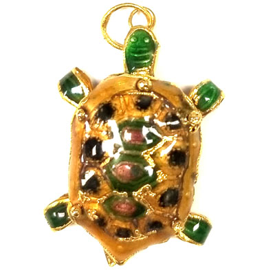 ENAMEL TURTLE 25X35MM YELLOW